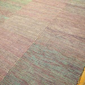 Awesome Rose-Green Color Contemporary Handwoven Wool Shaker Style Flat Weave Rug - detail view 5
