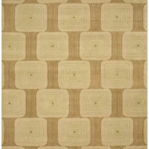 Brenda Kira Tan Green Hand-Tufted Wool Rug Geometric 8'x10' Carpet
