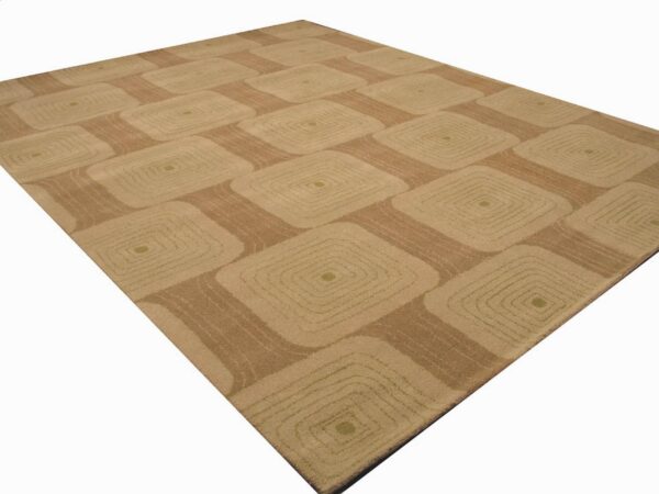 Brenda kira tan green hand-tufted wool rug geometric 8'x10' carpet 2 Brenda kira tan green hand-tufted wool rug geometric 8'x10' carpet - detail view 1
