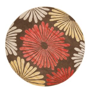 Brown transitional floral rug, round version of the design