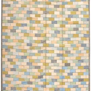 Charming Multicolor Stripe Pattern Contemporary Handwowen American Hooked Rug