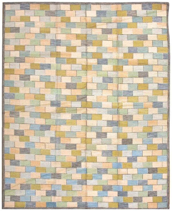Charming multicolor stripe pattern contemporary handwowen american hooked rug