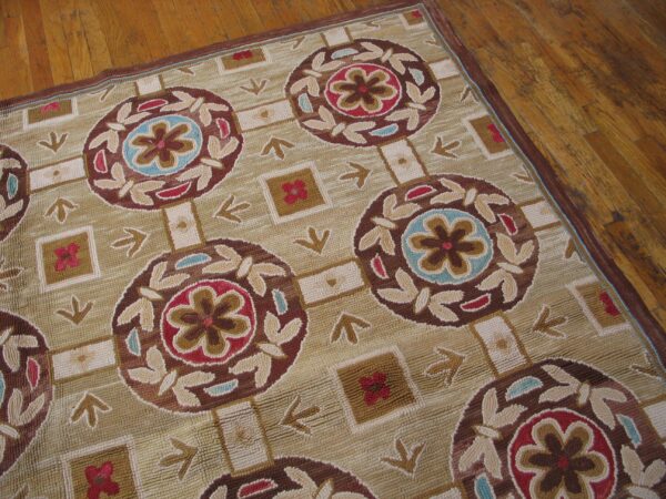 Contemporary wool hooked rug ( 9' x 12' x 275 x 365 ) 4 Contemporary wool hooked rug ( 9' x 12' x 275 x 365 ) - detail view 3