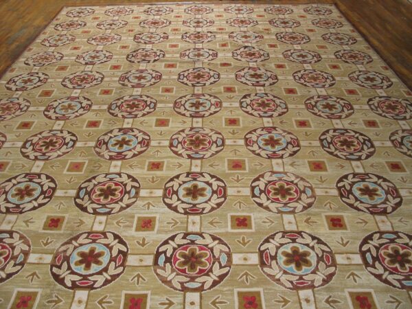 Contemporary wool hooked rug ( 9' x 12' x 275 x 365 ) 5 Contemporary wool hooked rug ( 9' x 12' x 275 x 365 ) - detail view 4
