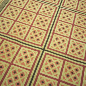 Decorative Square Pattern in Beige Color Contemporary Needlepoint Flat Weave Rug - detail view 5