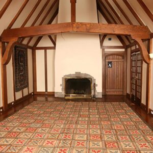 Extraordinary Red-Blue 4 Star Motif Design Contemporary American Hooked Rug - detail view 2