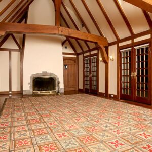 Extraordinary Red-Blue 4 Star Motif Design Contemporary American Hooked Rug - detail view 3