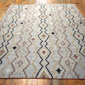 Gray Tan Geometric Navajo Contemporary Southwestern Style Rug 6'x9' Wool Carpet - detail view 1
