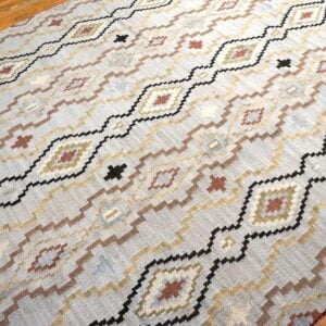 Gray Tan Geometric Navajo Contemporary Southwestern Style Rug 6'x9' Wool Carpet - detail view 2