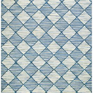 Handmade Blue-Gray Diamond Contemporary American Rag Rug 6'x9' Cotton Carpet