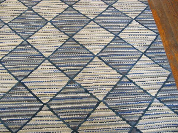 Handmade blue-gray diamond contemporary american rag rug 6'x9' cotton carpet 3 Handmade blue-gray diamond contemporary american rag rug 6'x9' cotton carpet - detail view 2