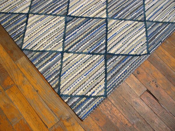 Handmade blue-gray diamond contemporary american rag rug 6'x9' cotton carpet 4 Handmade blue-gray diamond contemporary american rag rug 6'x9' cotton carpet - detail view 3