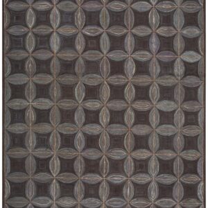 Impressive Black Color a Folk Art Style Contemporary American Hooked Rug