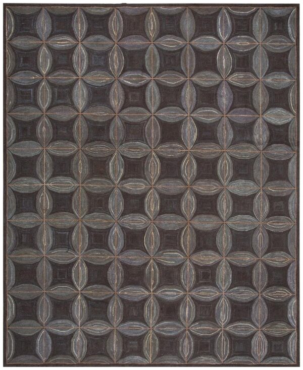 Impressive black color a folk art style contemporary american hooked rug 1 Impressive black color a folk art style contemporary american hooked rug