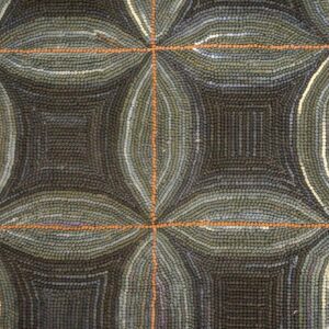 Impressive Black Color a Folk Art Style Contemporary American Hooked Rug - detail view 2