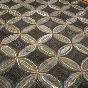 Impressive Black Color a Folk Art Style Contemporary American Hooked Rug - detail view 3