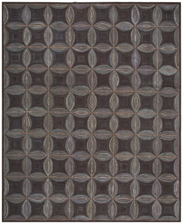 Impressive black ground color a folk art style contemporary american hooked rug 1 Impressive black ground color a folk art style contemporary american hooked rug