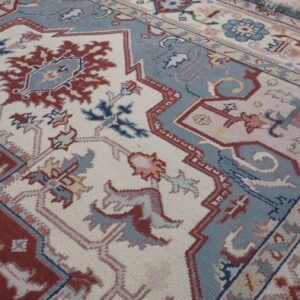 Ivory medallion rug angled field and medallion detail