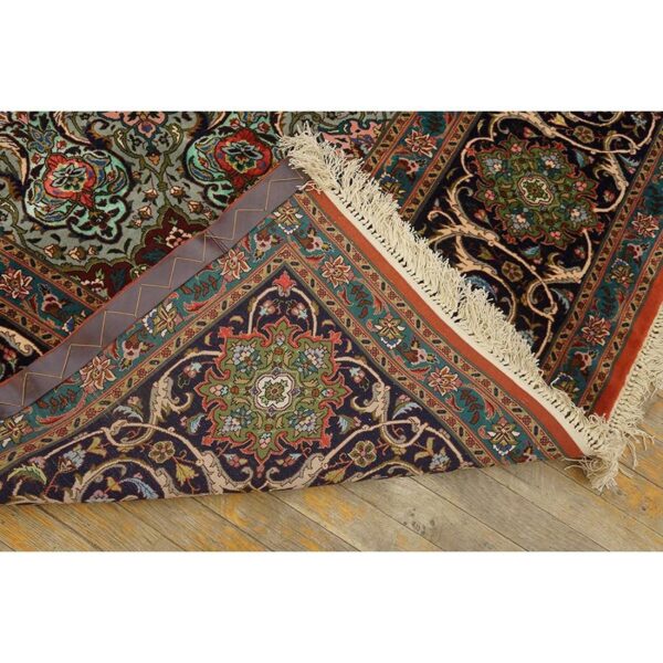 Mid 20th century red rust ground medallion antique tabriz handknotted wool rug - detail view 6