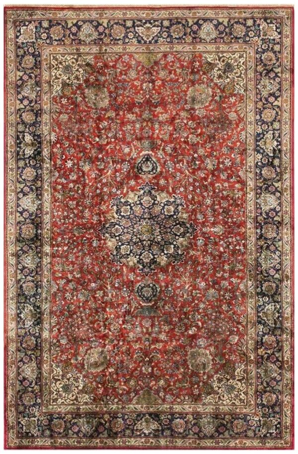 Mid 20th century small traditional rust floral antique tabriz knotted wool rug 1 Mid 20th century small traditional rust floral antique tabriz knotted wool rug
