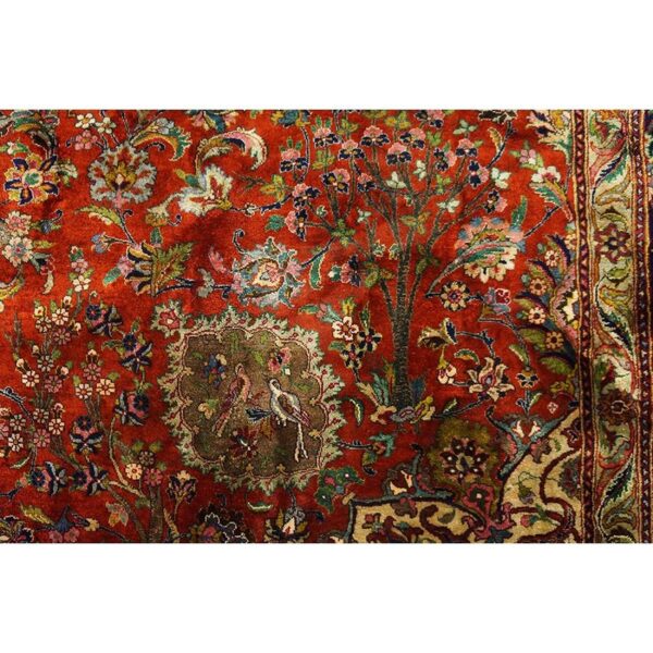 Mid 20th century small traditional rust floral antique tabriz knotted wool rug 3 Mid 20th century small traditional rust floral antique tabriz knotted wool rug - detail view 2