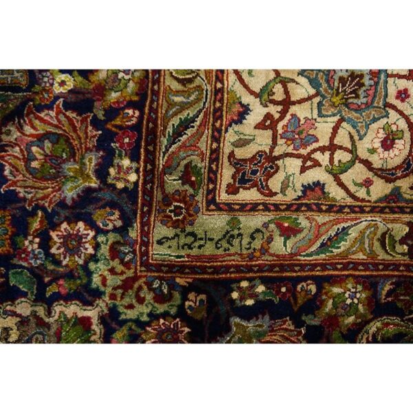 Mid 20th century small traditional rust floral antique tabriz knotted wool rug 6 Mid 20th century small traditional rust floral antique tabriz knotted wool rug - detail view 5