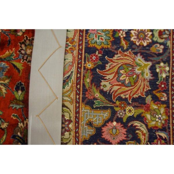 Mid 20th century small traditional rust floral antique tabriz knotted wool rug 7 Mid 20th century small traditional rust floral antique tabriz knotted wool rug - detail view 6