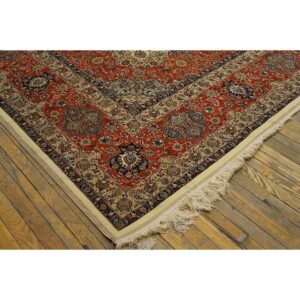Mid Century Modern Antique Beige Floral Traditional Moud Handknotted Wool Rug - detail view 4