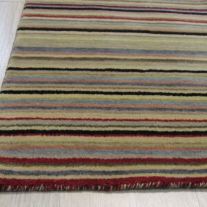 Multicolor striped handmade wool runner rug 2 x 6, DN19BK detail