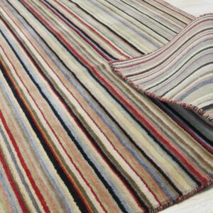 Multicolor striped handmade wool runner rug 2 x 6, DN19BK detail