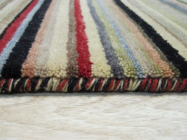 Multicolor striped handmade wool runner rug 4 Multicolor striped handmade wool runner rug 2 x 6, dn19bk detail