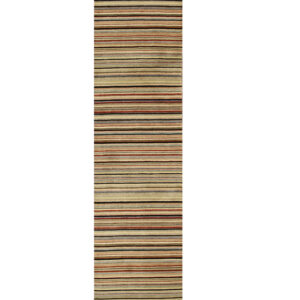 Multicolor striped handmade wool runner rug 2 x 6, DN19BK room scene