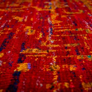 Sari-silk red abstract Anand rug pile texture macro