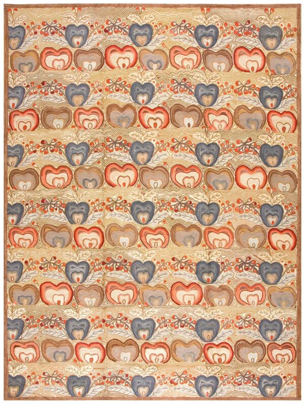 Playful multicolor heart pattern reproduction american hooked rug 6'x9' carpet 1 Playful multicolor heart pattern reproduction american hooked rug 6'x9' carpet