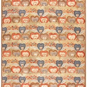 Playful Multicolor Heart Pattern Reproduction American Hooked Rug 10'x14' Carpet