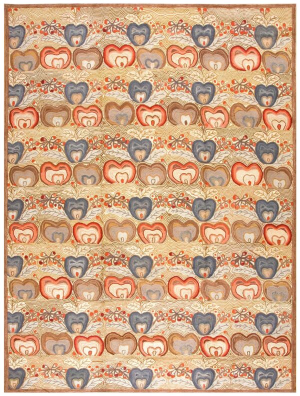 Playful multicolor heart pattern reproduction american hooked rug 10'x14' carpet 1 Playful multicolor heart pattern reproduction american hooked rug 10'x14' carpet