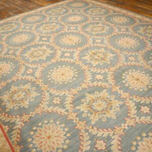 Special Geometric Pattern Gray-Yellow ColorHandmade Contemporary Needlepoint Rug - detail view 2
