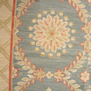 Special Geometric Pattern Gray-Yellow ColorHandmade Contemporary Needlepoint Rug - detail view 5
