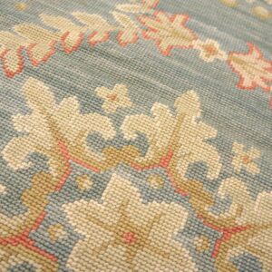Special Geometric Pattern Gray-Yellow ColorHandmade Contemporary Needlepoint Rug - detail view 6