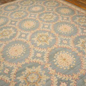 Special Geometric Pattern Gray-Yellow ColorHandmade Contemporary Needlepoint Rug - detail view 7