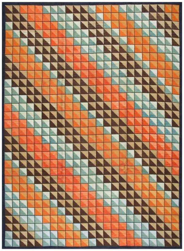 Tremendous multicolorfull square pattern contemporary american hooked rug