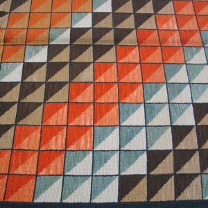 Tremendous Multicolorfull Square Pattern Contemporary American Hooked Rug - detail view 1