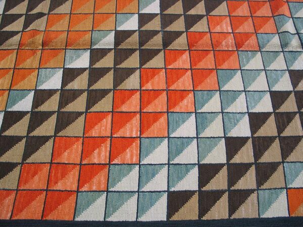 Tremendous multicolorfull square pattern contemporary american hooked rug - detail view 1