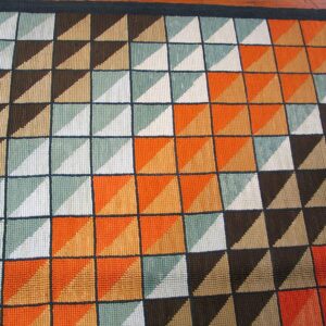 Tremendous Multicolorfull Square Pattern Contemporary American Hooked Rug - detail view 3