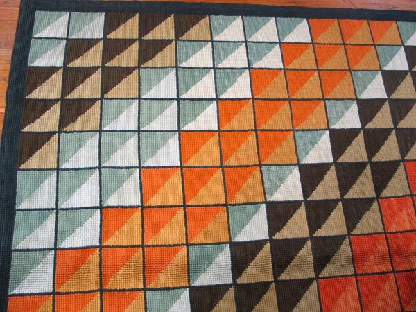 Tremendous multicolorfull square pattern contemporary american hooked rug - detail view 3