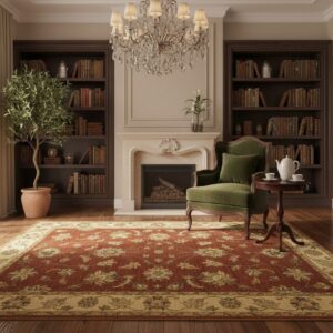Brown Agra traditional oriental hand-knotted wool area rug
