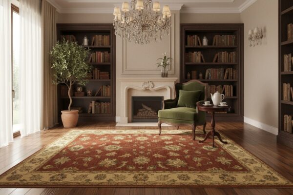 Giselle agra coral hand knotted wool rug 4 Brown agra traditional oriental hand-knotted wool area rug