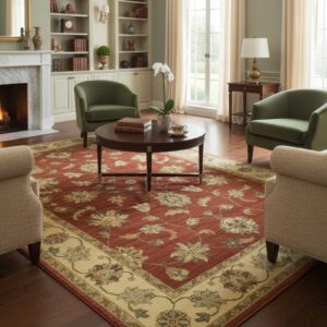 Brown Agra traditional oriental hand-knotted wool area rug