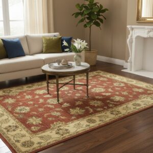 Brown Agra traditional oriental hand-knotted wool area rug