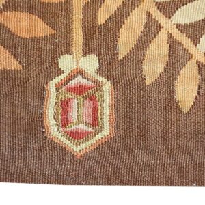 1830s Brown Medallion Antique French Charles X Period Aubusson Rug 14'8"x15' Flatweave Wool Carpet - detail view 5